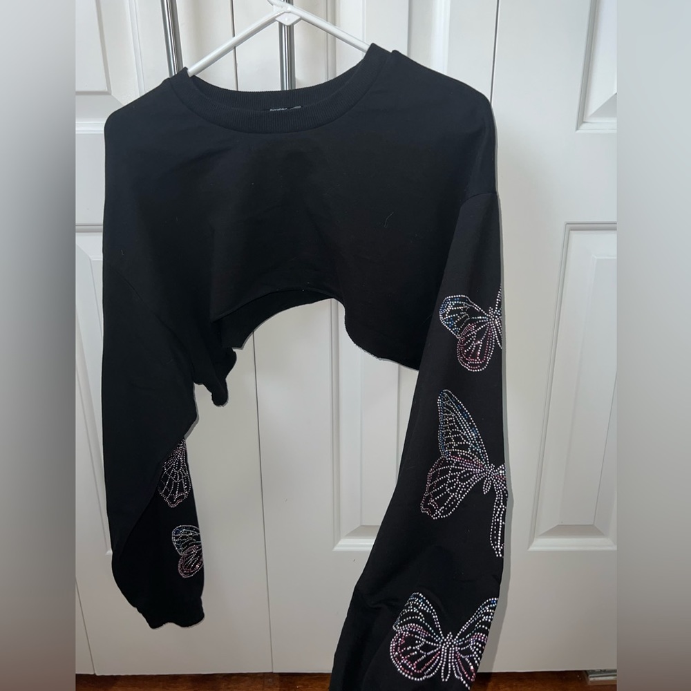 Bershka Butterfly Crop Crewneck